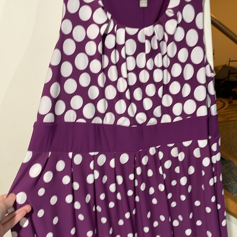 Woman Within Purple Polka Dot Dress, Long - Picture 2 of 5